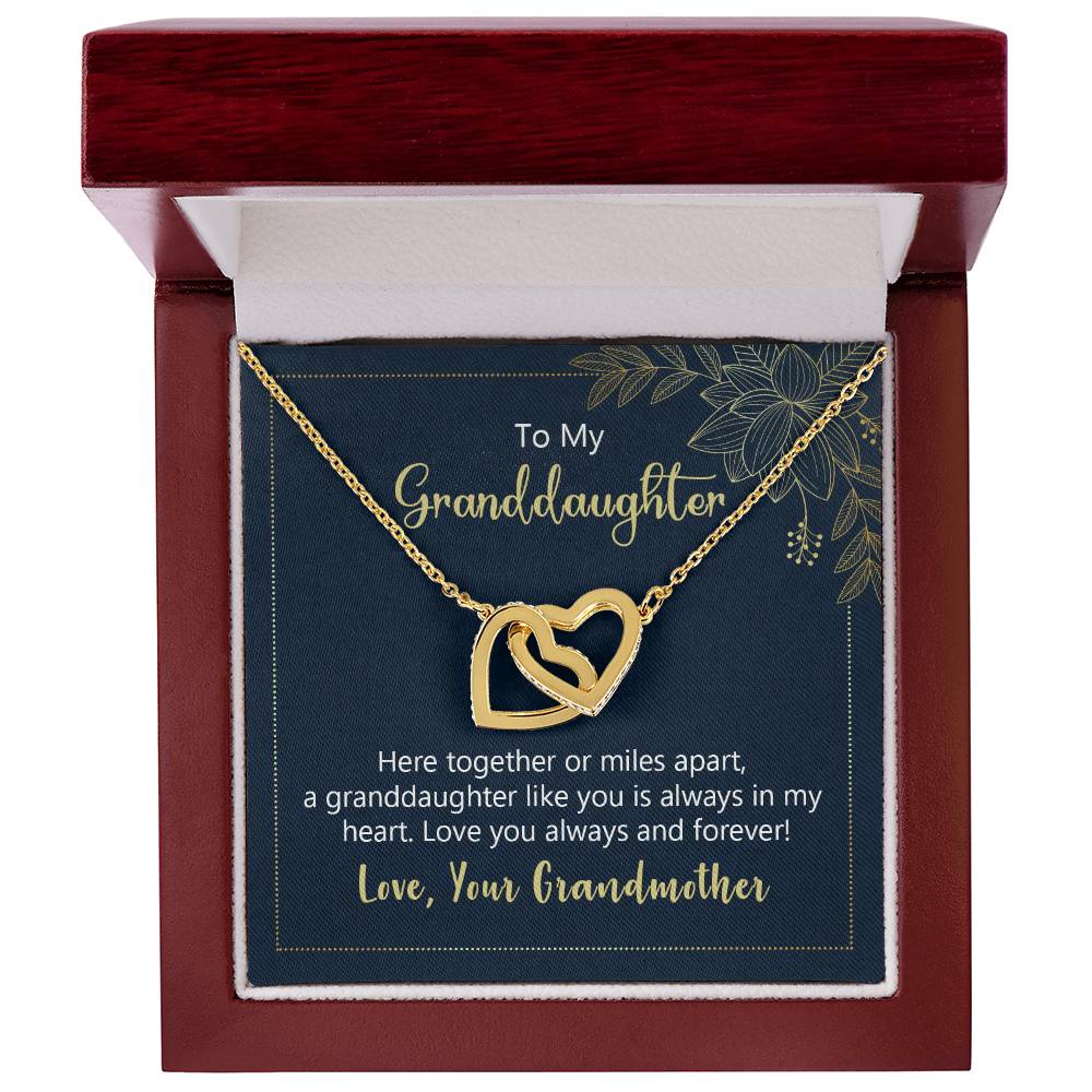 To My Granddaughter Heart Necklace Interlocking Hearts Necklace