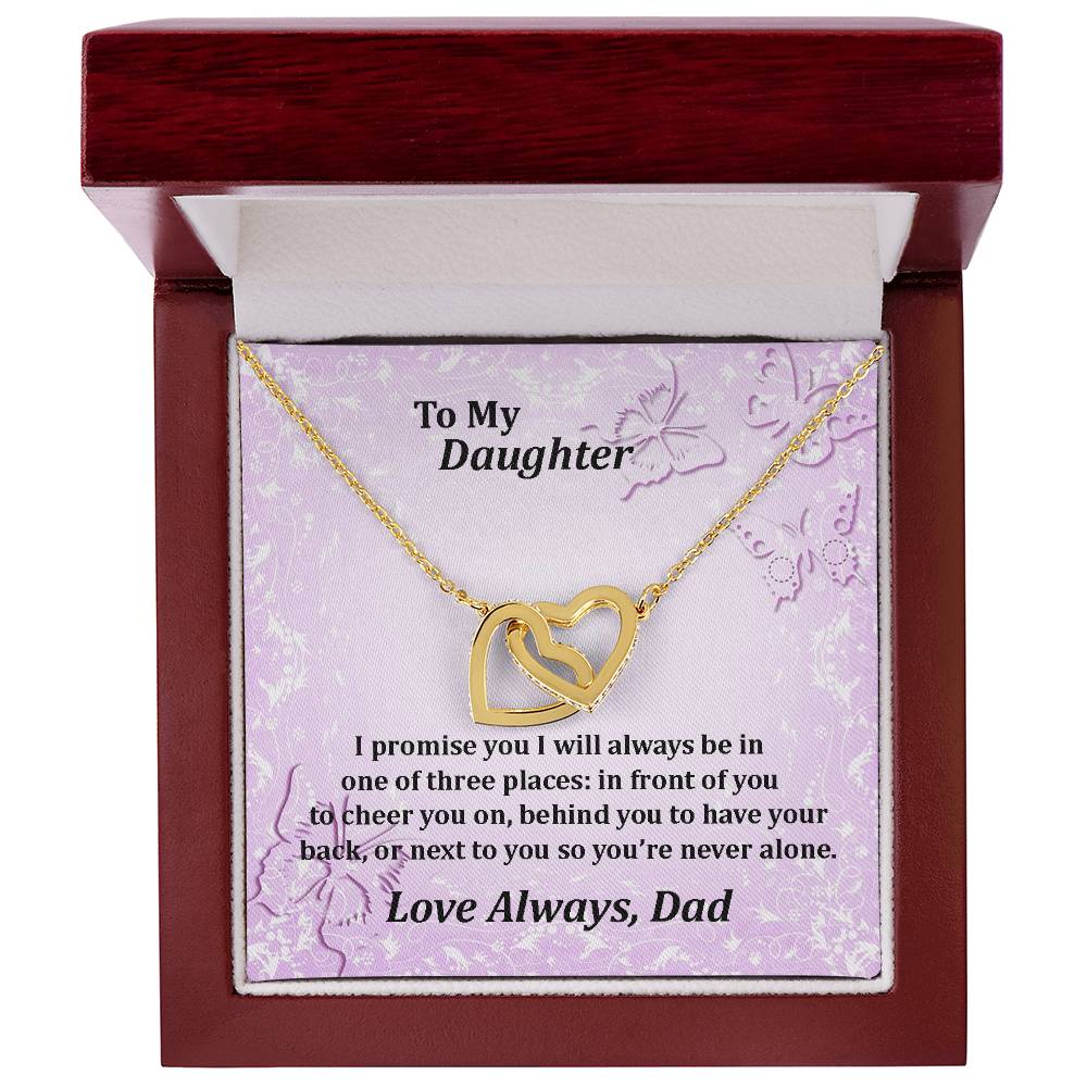 To My Daughter Always With You Never Ending Love Hearts Necklace Interlocking Hearts Necklace