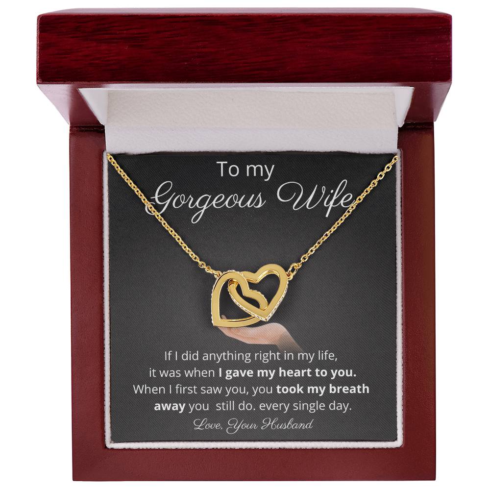 I Gave My Heart To My Gorgeous Wife - Two Hearts Necklace Interlocking Hearts Necklace