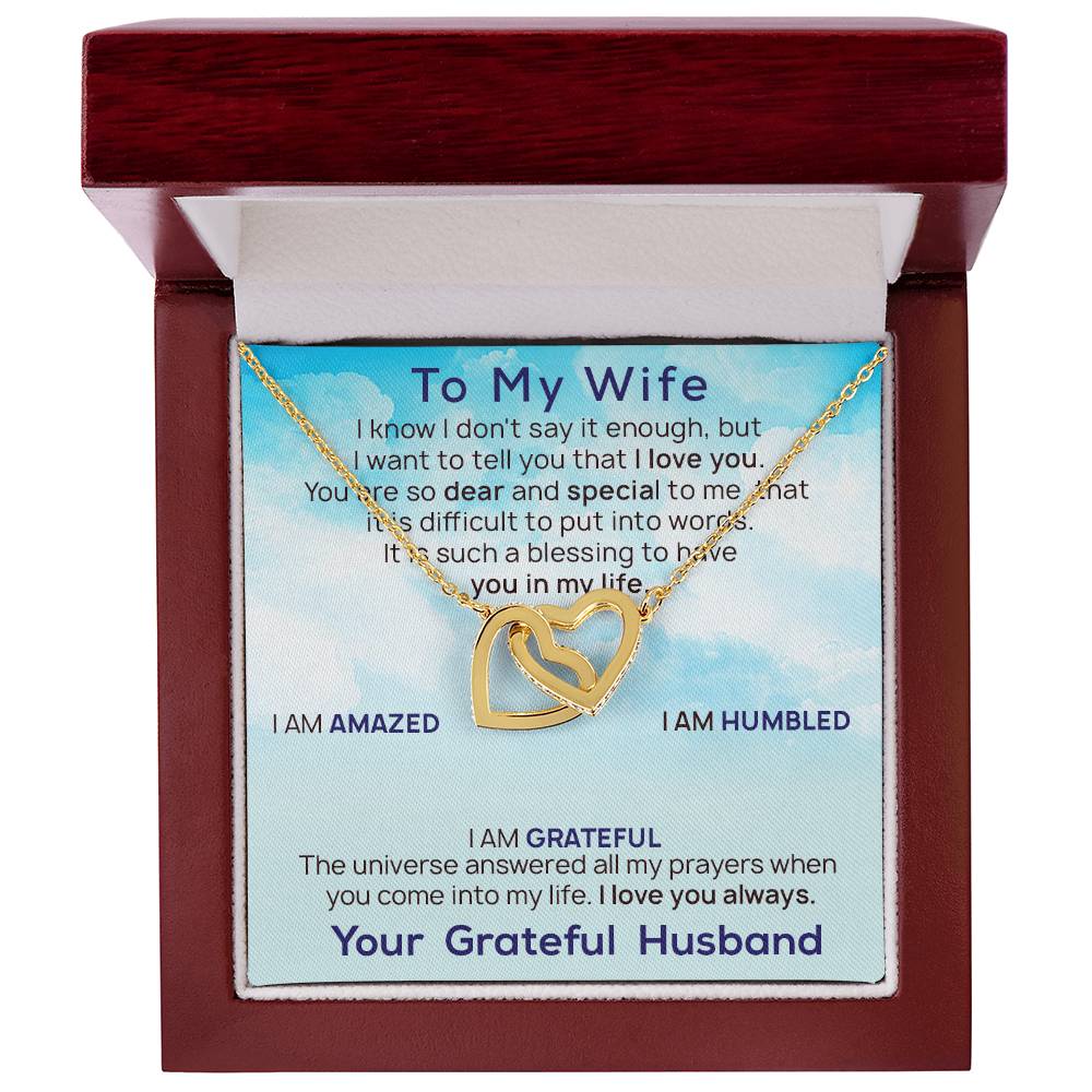 To My Wife Necklace Birthday Gift For Wife Valentine Gift For Wife Anniversary Gifts Necklace For Wife Appreciation Gift For Wife Interlocking Hearts Necklace