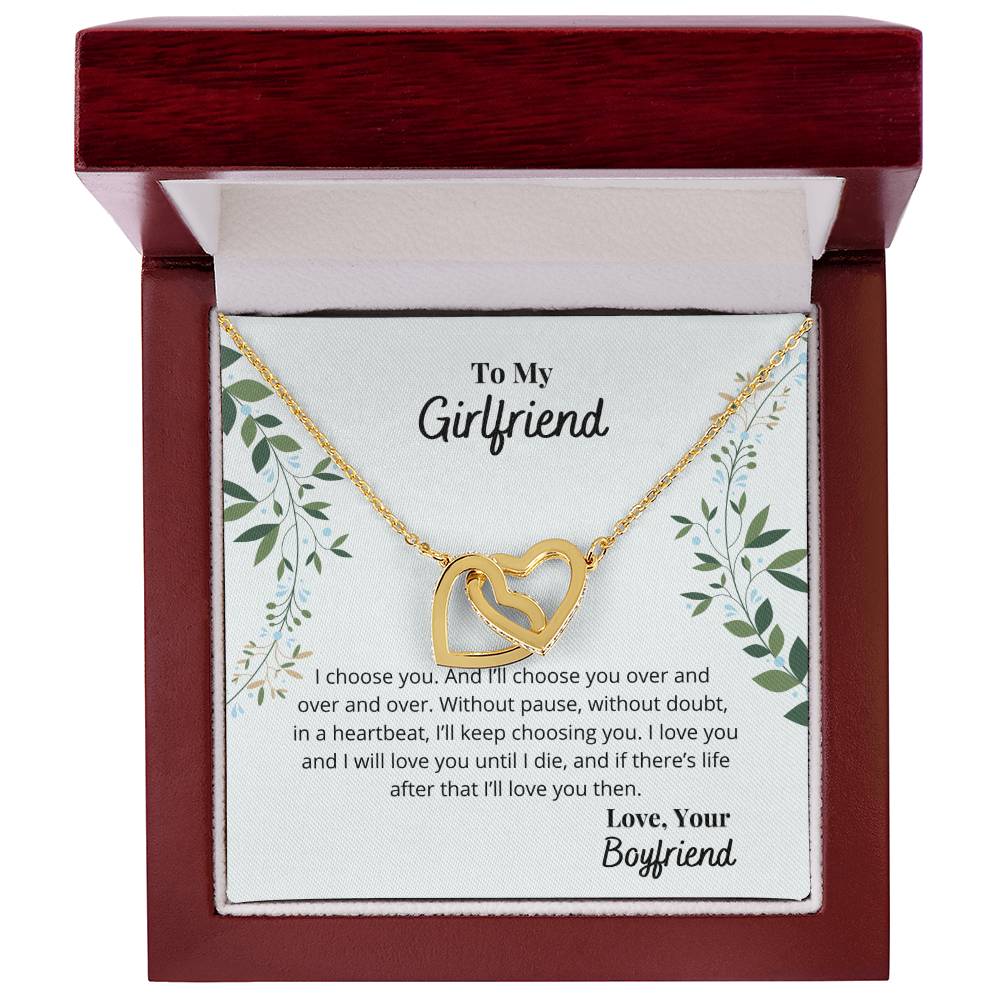To My Girlfriend - I'Ll Always Love You Necklace Interlocking Hearts Necklace