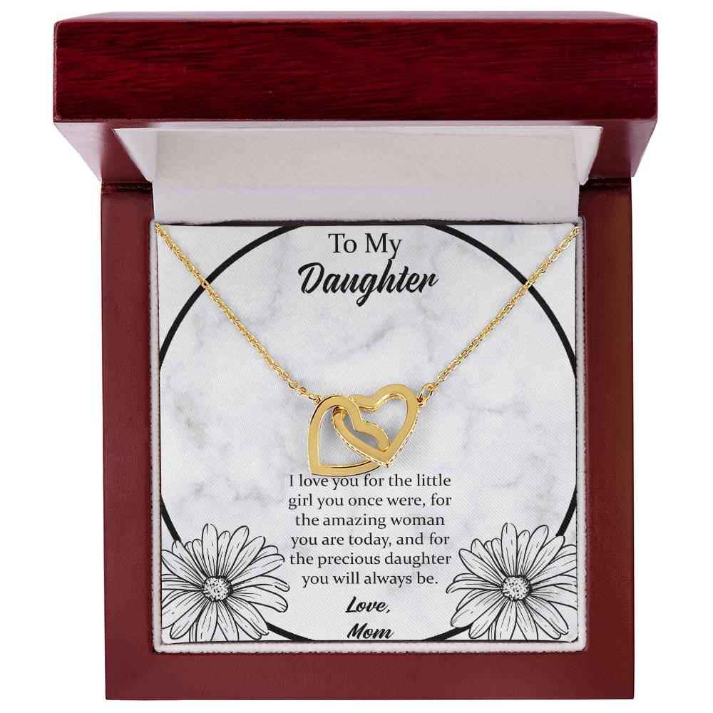 To My Daughter I Love You For The - Love Mom Interlocking Hearts Necklace