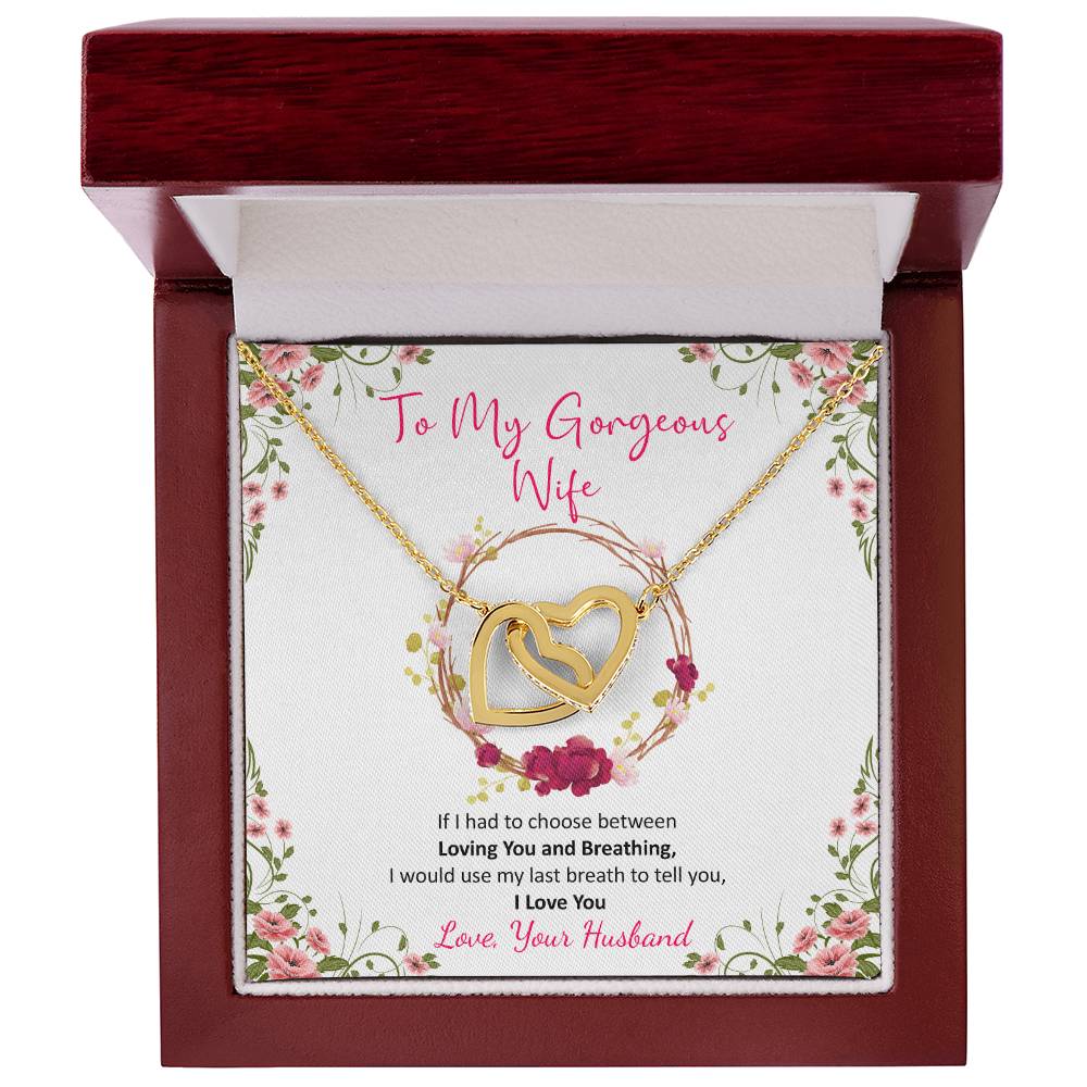 Husband To Wife Last Breath Interlocking Hearts Necklace