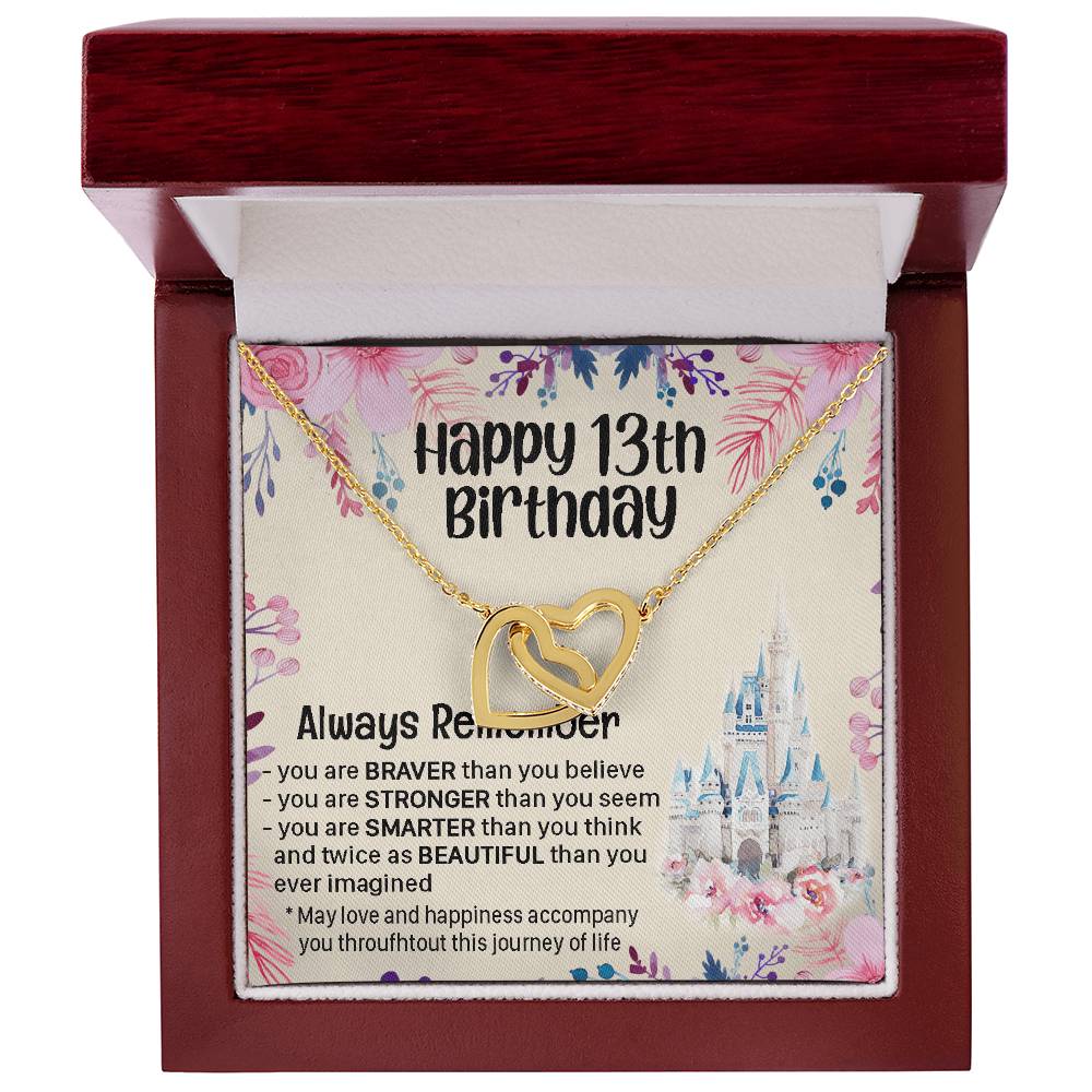 Happy 13Th Birthday Gift For Daughter Gift For 13 Years Old Birthday Teen Girl Daughter Necklace Gift Interlocking Hearts Necklace