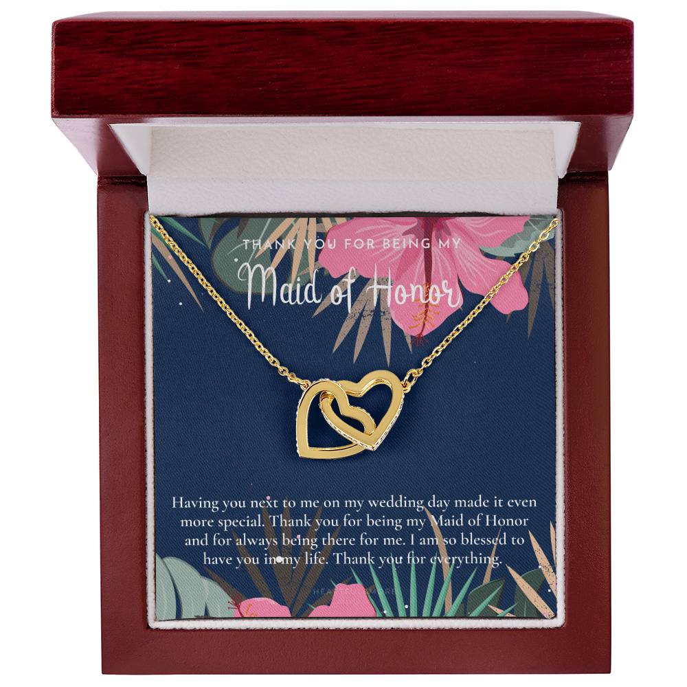Maid Of Honor Thank You Gift From Bride Bridesmaid Gift Maid Of Honor Gift Necklace Matron Of Honor Gift Thank You Gift From Bride Interlocking Hearts Necklace