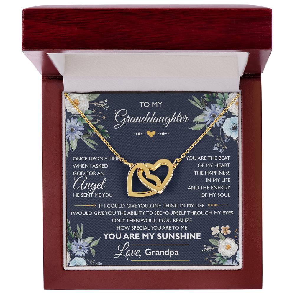 To My Granddaughter From Grandpa - Interlocking Heart Necklace Interlocking Hearts Necklace