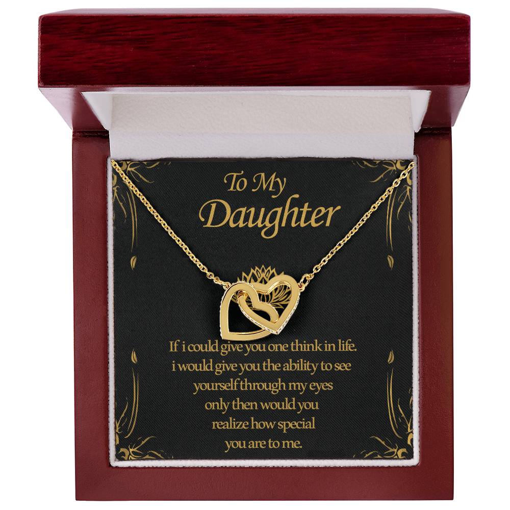 To My Daughter - Two Hearts Interlocking Hearts Necklace