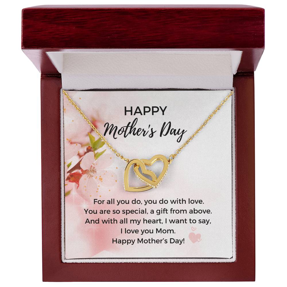 Mother'S Day Heart Necklace - 316 Steel With 18K Rose Gold Finish And Cubic Zirconia Stones - In The U.S.A. 🇺🇸 Interlocking Hearts Necklace