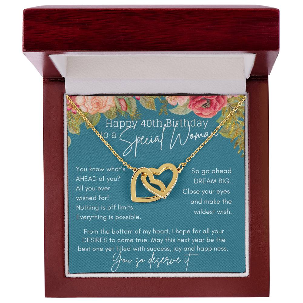 40Th Birthday Necklace For Women Gift Ideas Interlocking Hearts Necklace