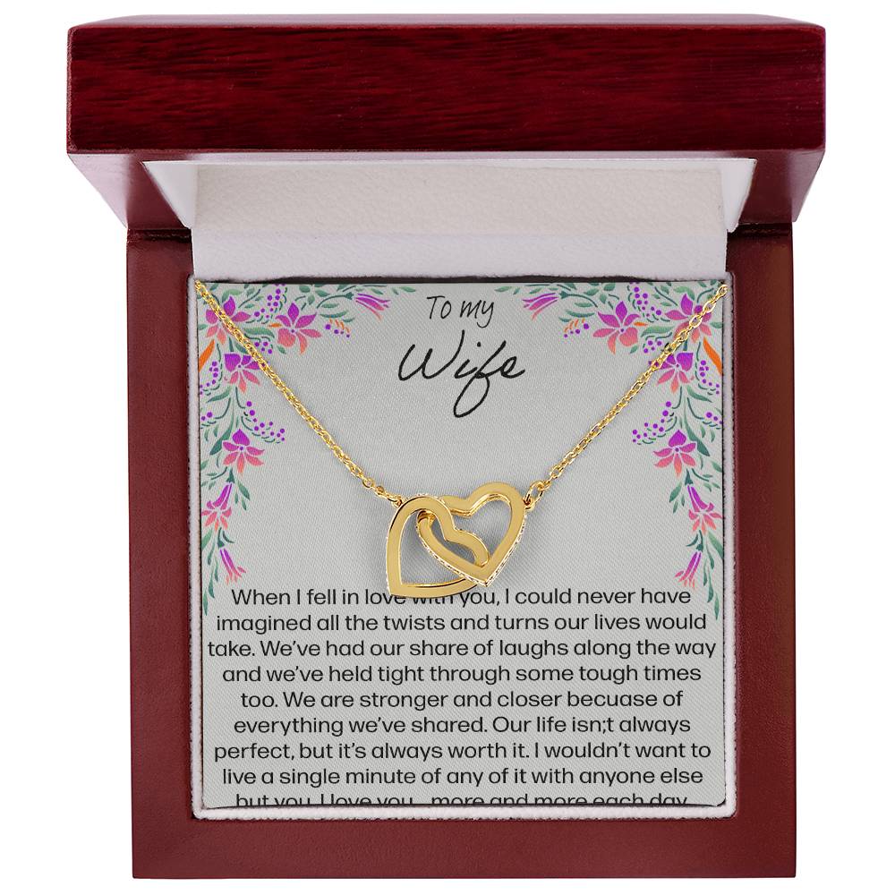 To My Wife When I Fell In Love With You - Lily Interlocking Hearts Necklace