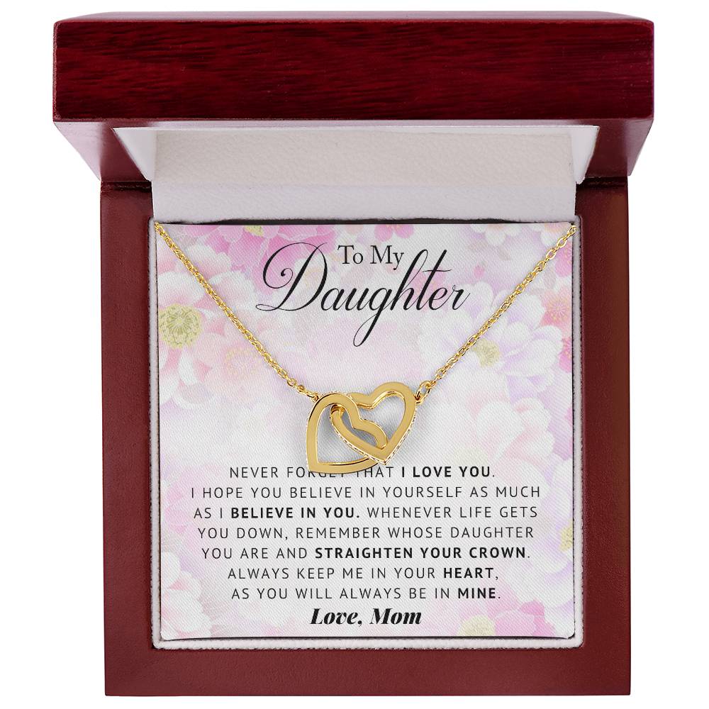 To My Daughter Interlocking Hearts Necklace