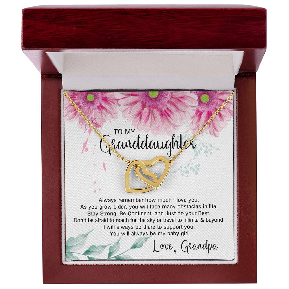 To My Granddaughter From Grandpa - You Will Always Be My Baby Girl Interlocking Hearts Necklace