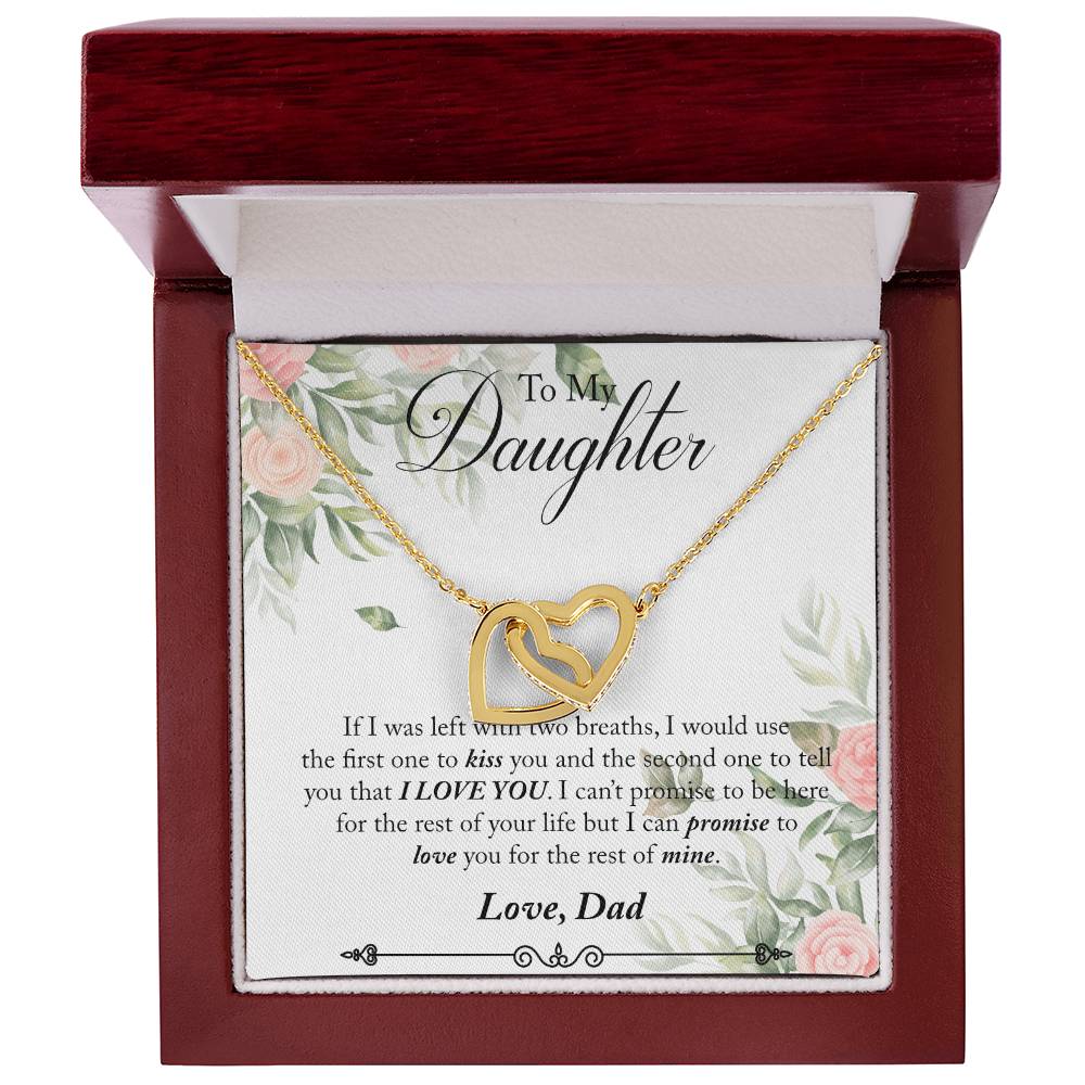 To My Daughter - I Promise To Love You For The Rest Of My Life Interlocking Hearts Necklace