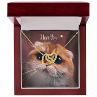 I Love You Cute Gift - Kitten Hearts Necklace Interlocking Hearts Necklace