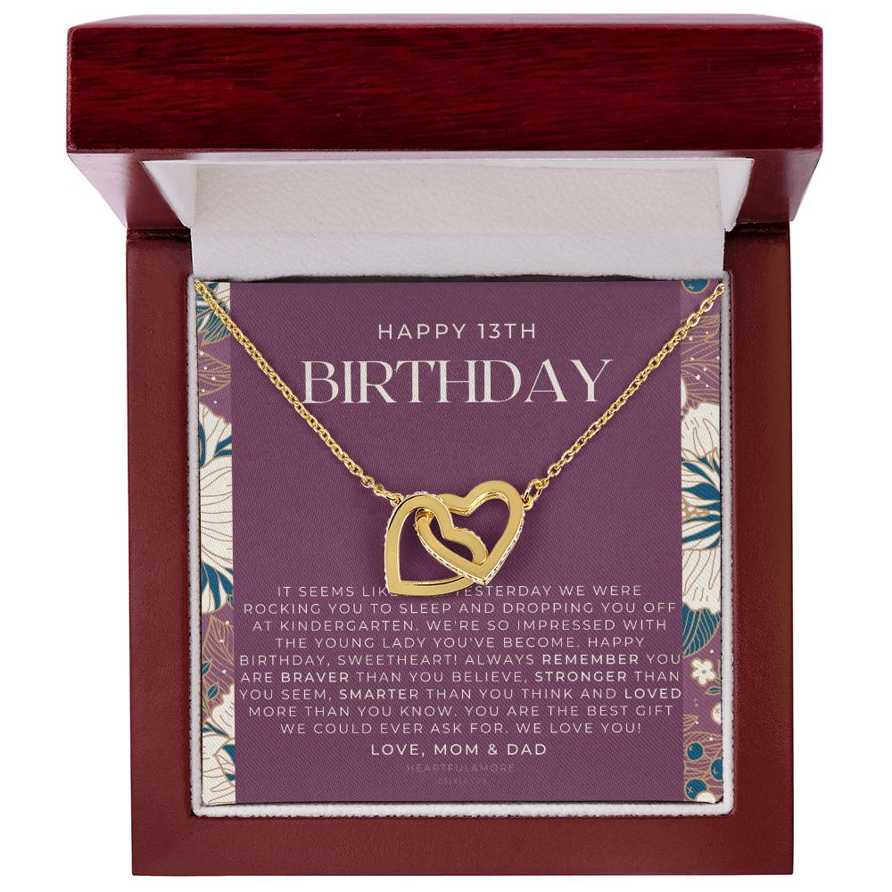 Gift For 13 Year Old Girl Gifts 13Th Birthday Girl 13Th Birthday Gift Thirteenth Birthday Necklace Teen Birthday Gift Official Teenager Interlocking Hearts Necklace