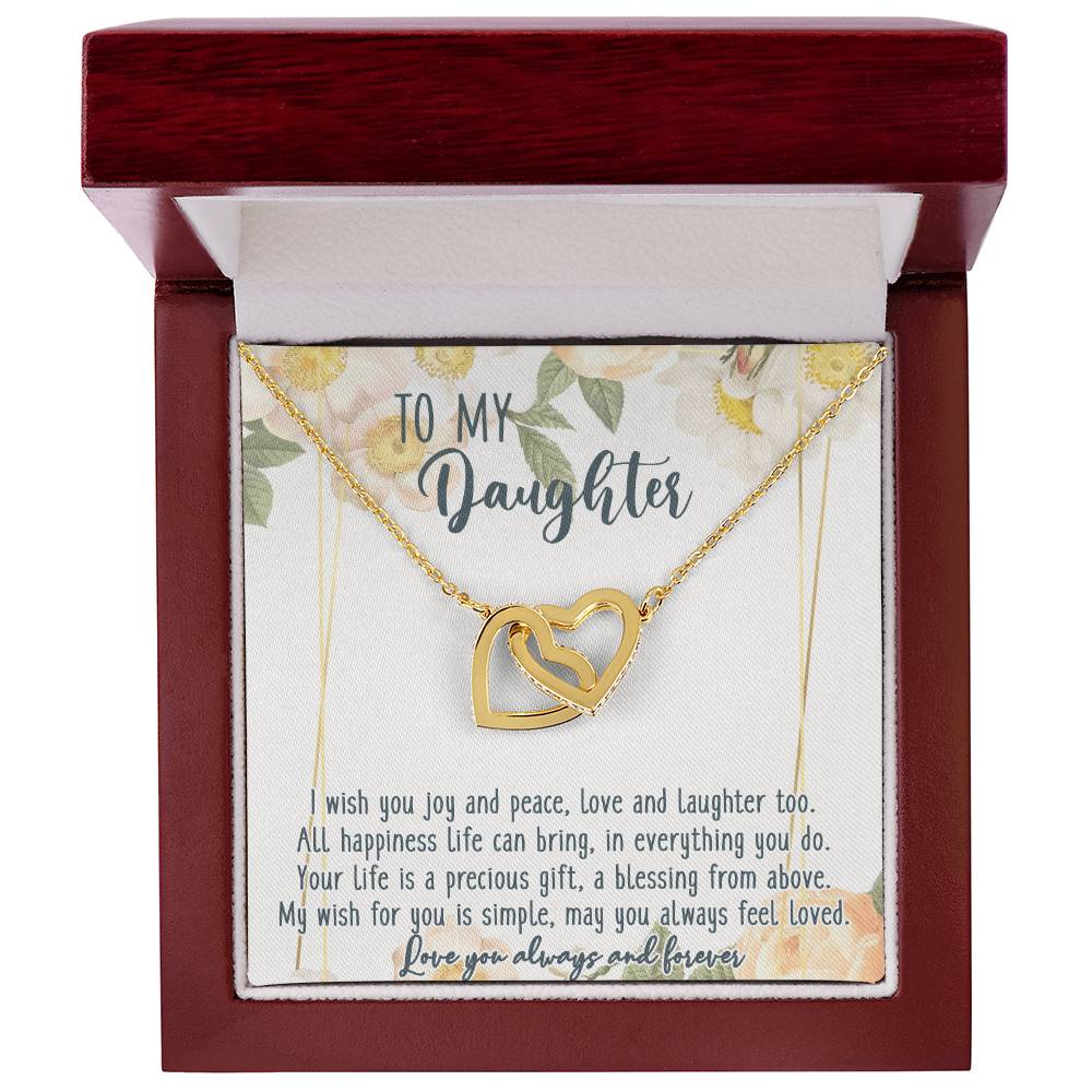 To My Daughter Interlocking Hearts Necklace Message Card