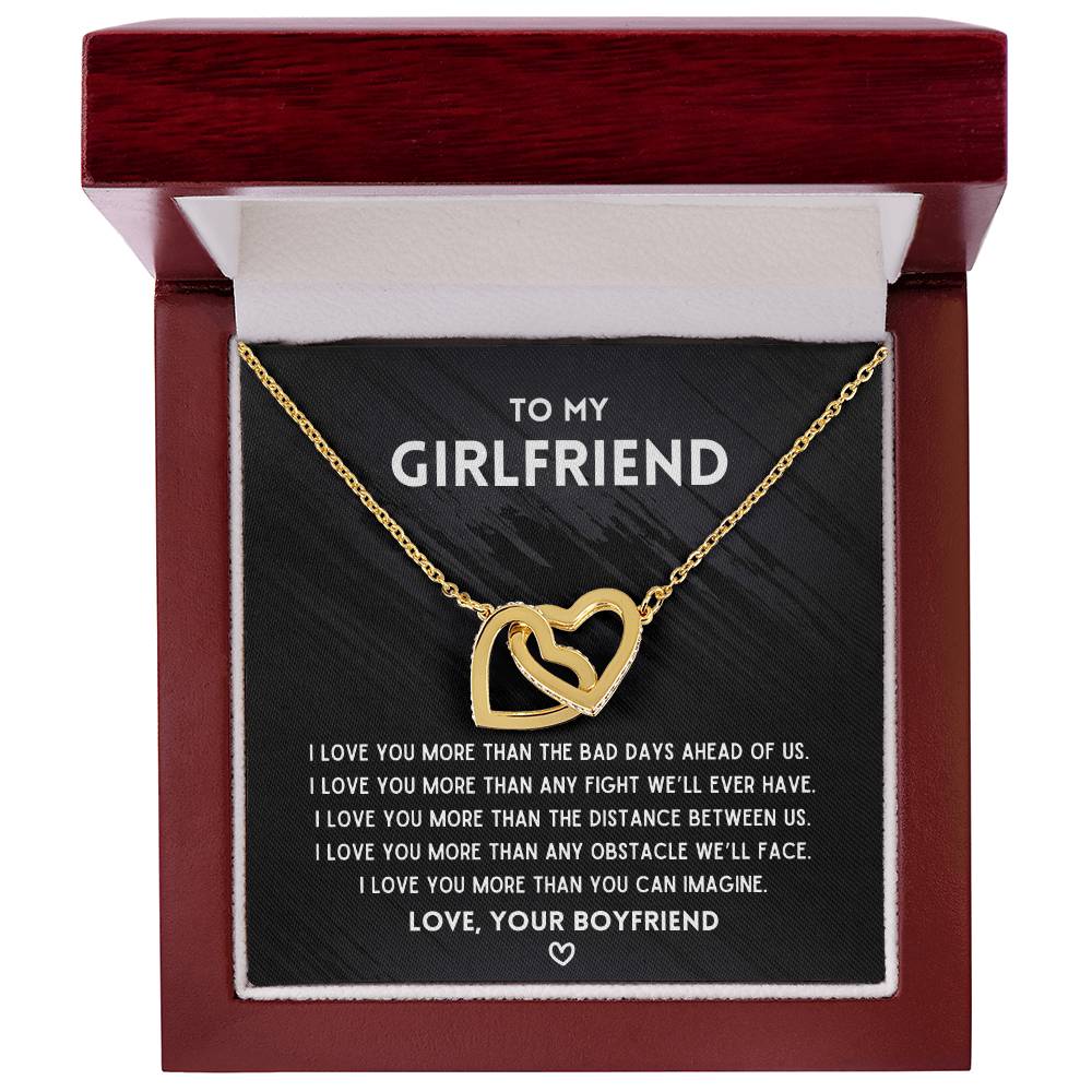 To My Girlfriend - I’Ll Always Love You - Interlocking Necklace Interlocking Hearts Necklace