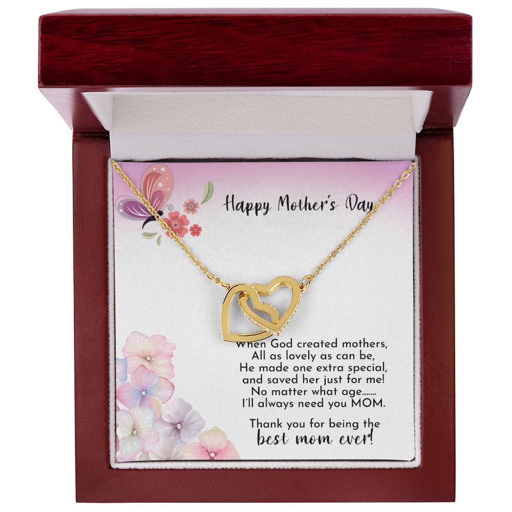 Happy Mother'S Day - Best Mom Ever - Necklace Interlocking Hearts Necklace