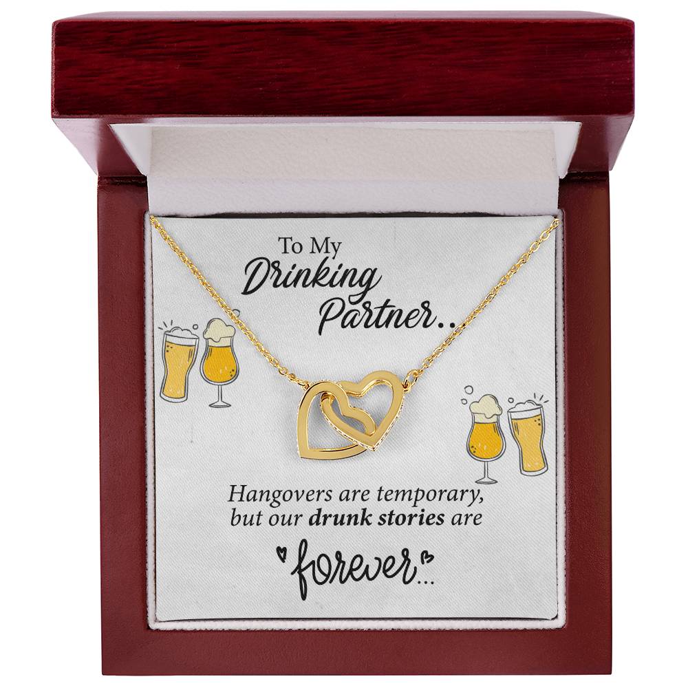 To My Beer Drinking Partner Interlocking Hearts Necklace