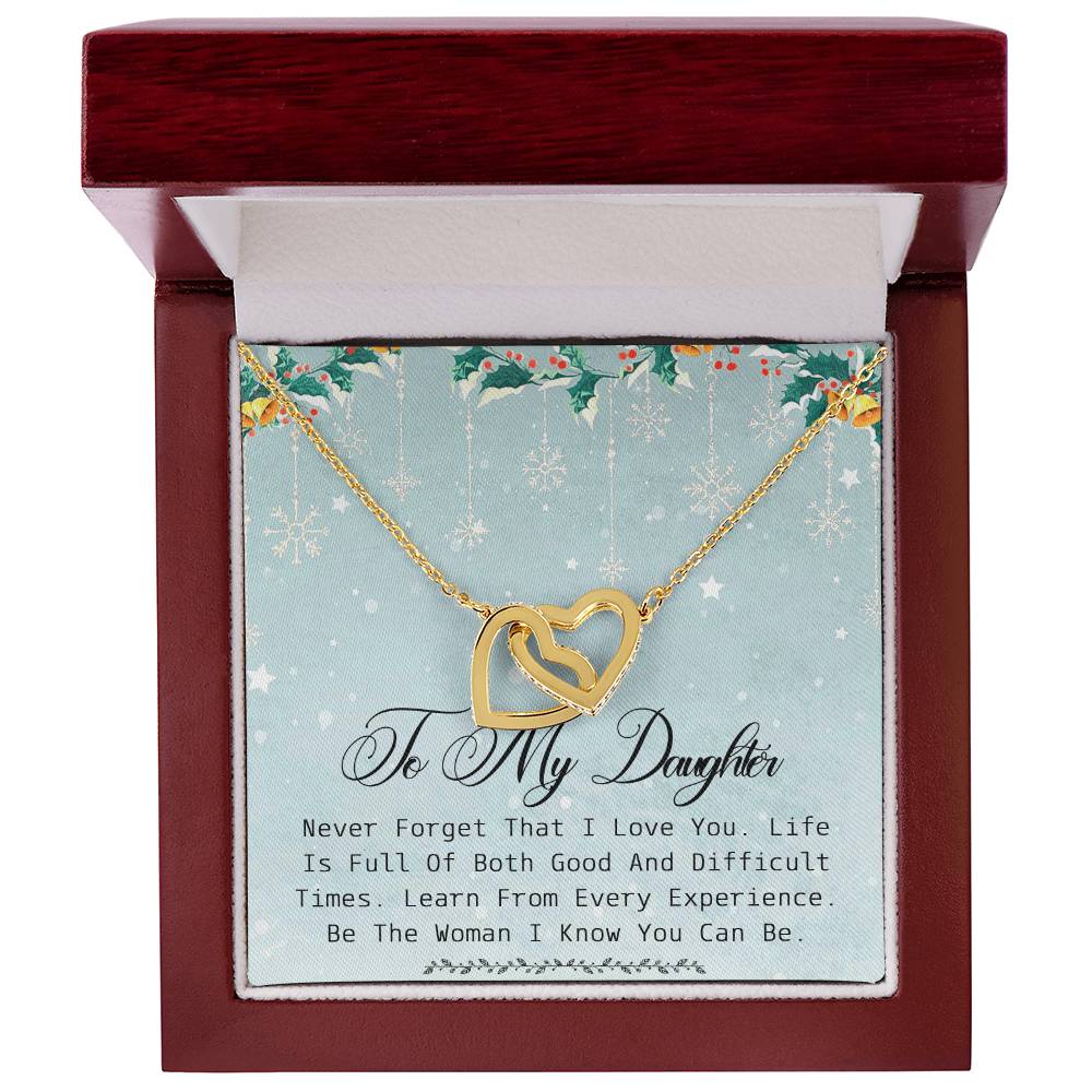To My Daughter Interlocking Hearts Necklace Message Card