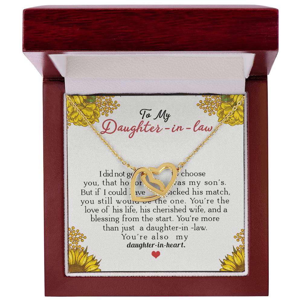 To My Daughter-In-Law You'Re Also My Daughter In Heart Interlocking Hearts Necklace