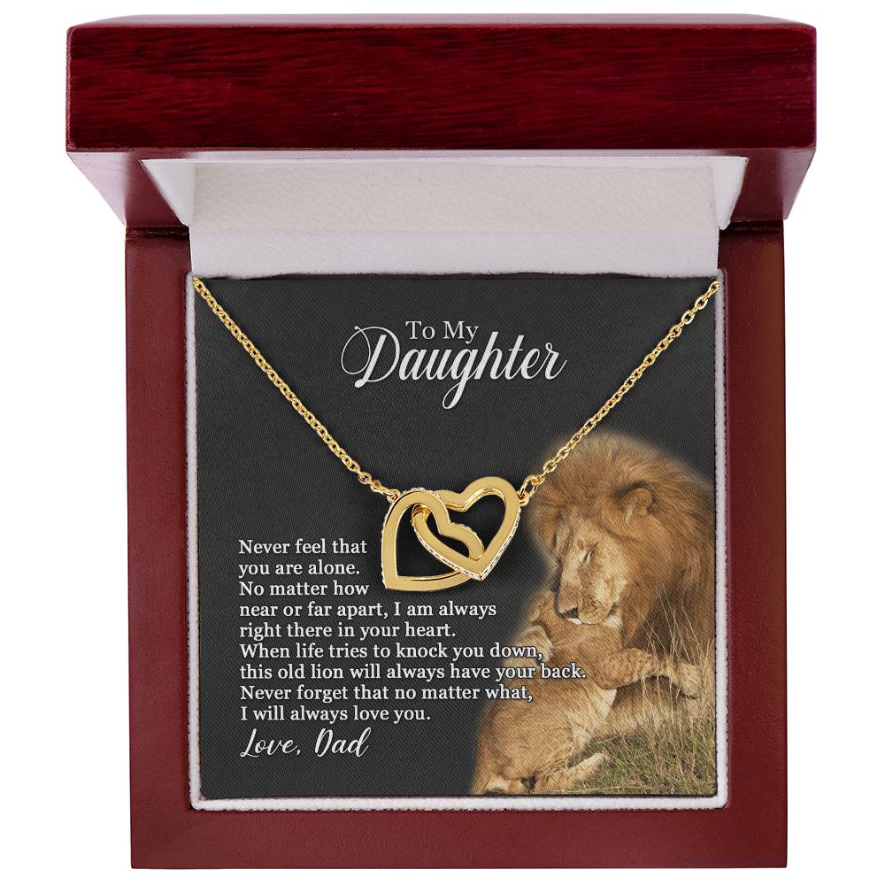 To My Daughter - I Will Always Love You - Necklace Mb Interlocking Hearts Necklace