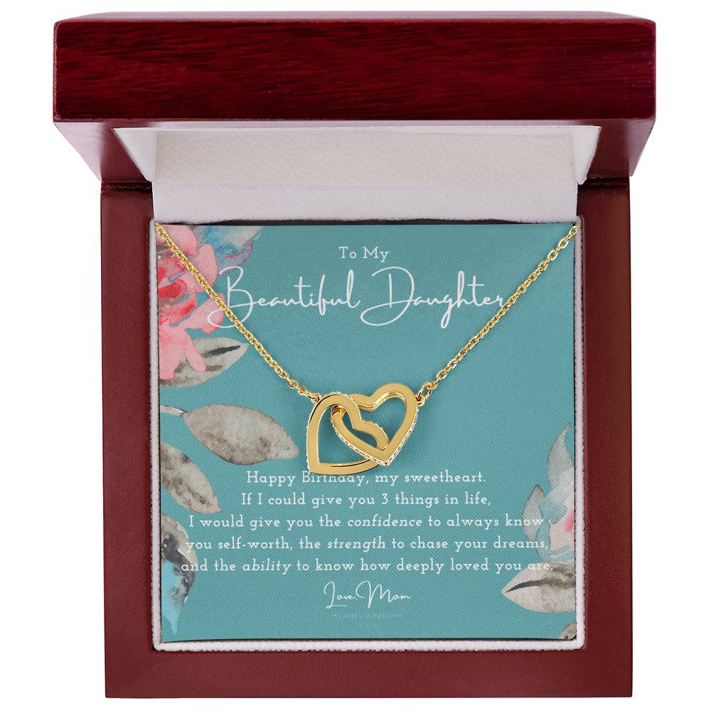 To My Daughter Daughter Necklace Anniversary Gift For Daughter Daughter Gift Gift For Daughter Birthday Gift Daughter Birthday Necklace Gift With Message Card Interlocking Hearts Necklace
