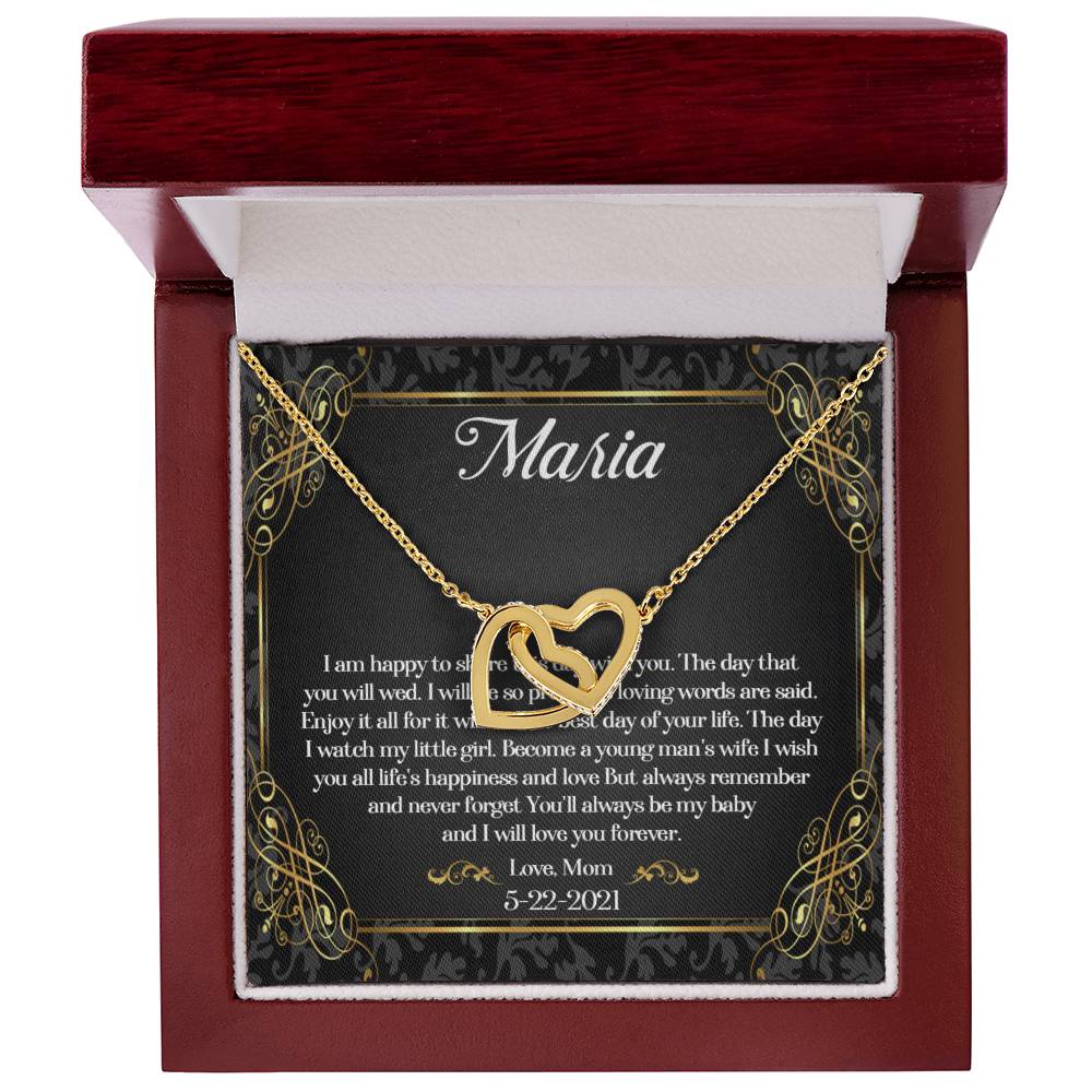 To My Daughter On Her Wedding Day Necklace Daughter Wedding Gift Wedding Gift For Daughter Daughter Interlocking Heart Necklace Wediing Interlocking Hearts Necklace