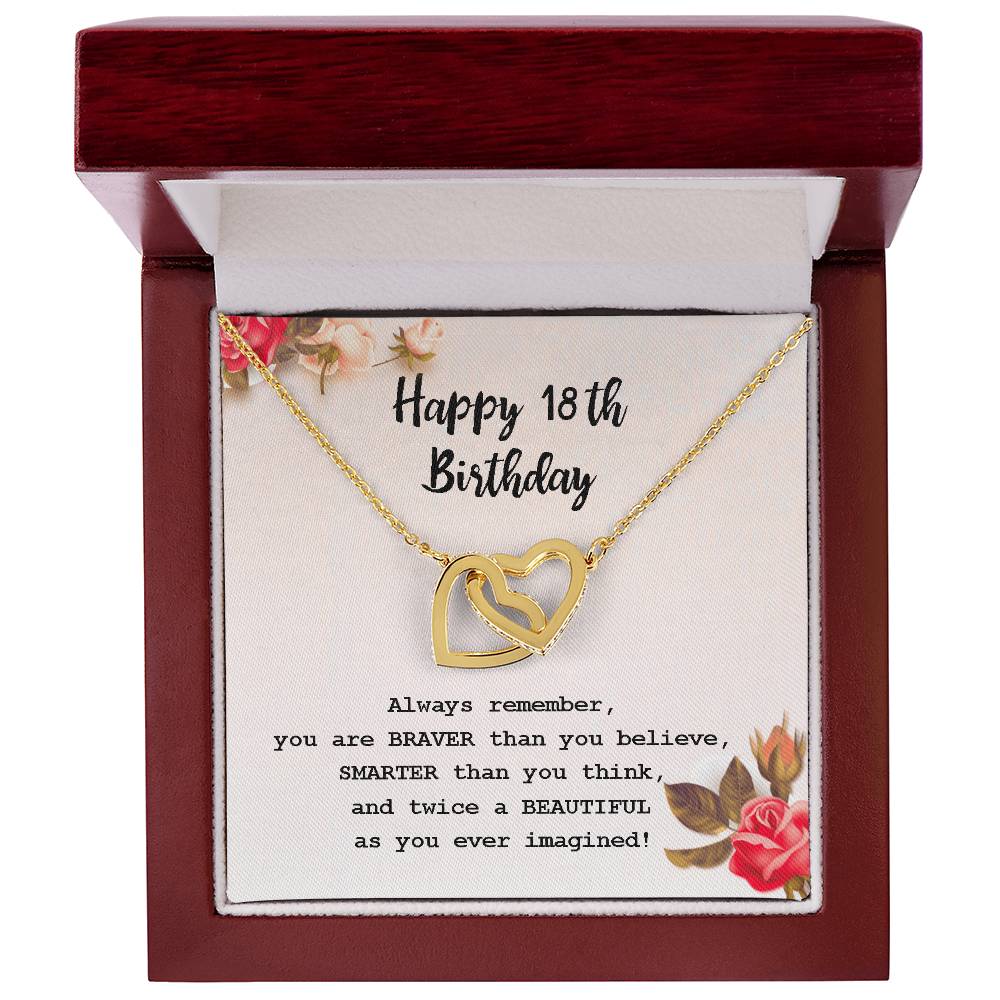 18Th Birthday Gifts For Girls 18Th Birthday Necklace 18Th Birthday Gift Girl. Gift For Sister Best Friend Daughter Niece Interlocking Hearts Necklace