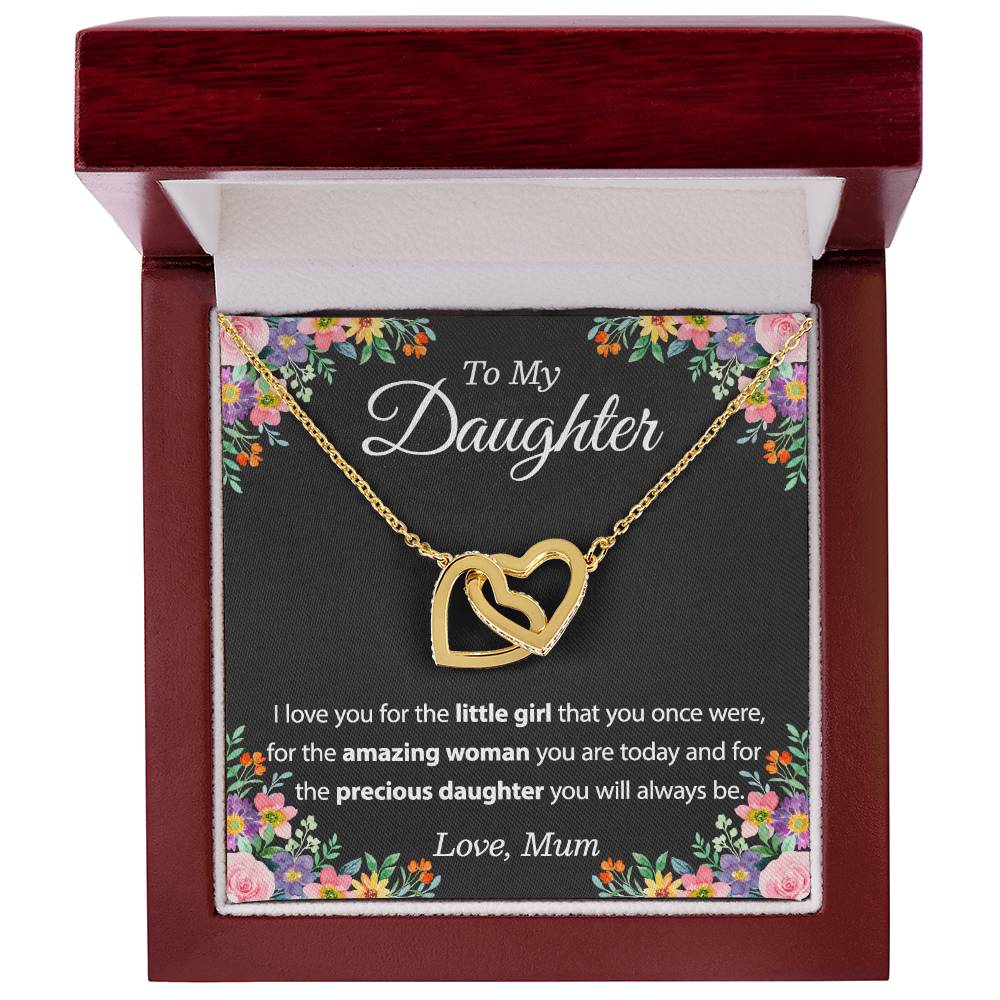 To My Daughter Necklace From Mum - To My Daughter Necklace From Dad Interlocking Hearts Necklace
