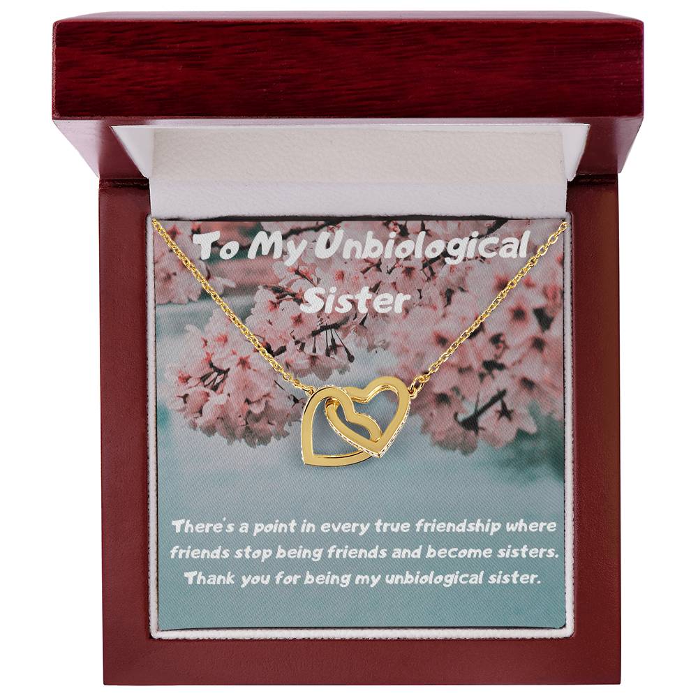 To My Unbiological Sister Interlocking Hearts Necklace