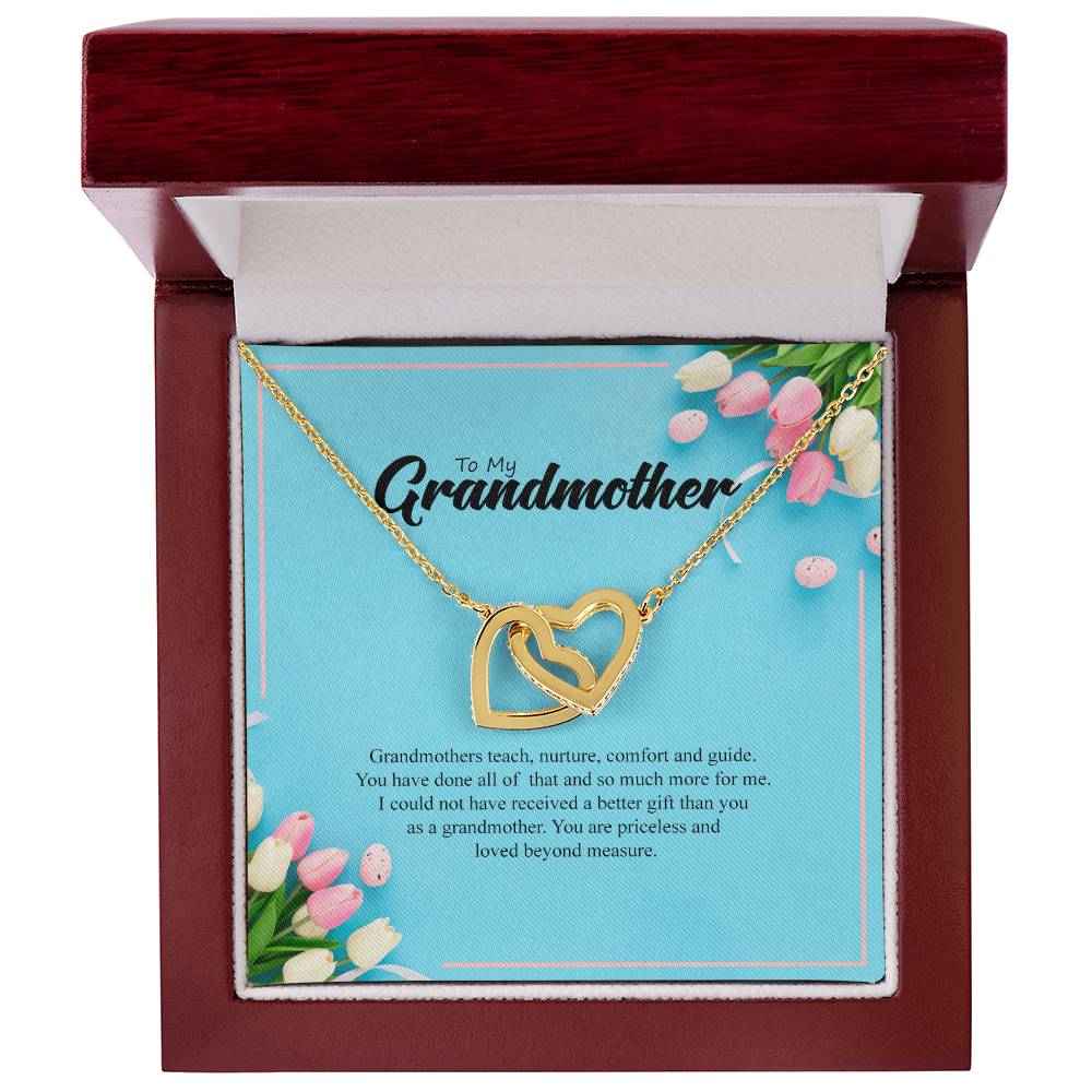 To My Grandmother- You Are Priceless Interlocking Necklace Interlocking Hearts Necklace