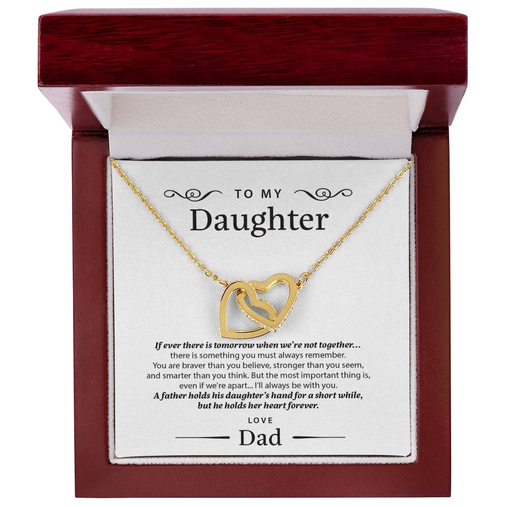 A Gift She Will Remember - To My Daughter - Two Hearts Necklace Interlocking Hearts Necklace
