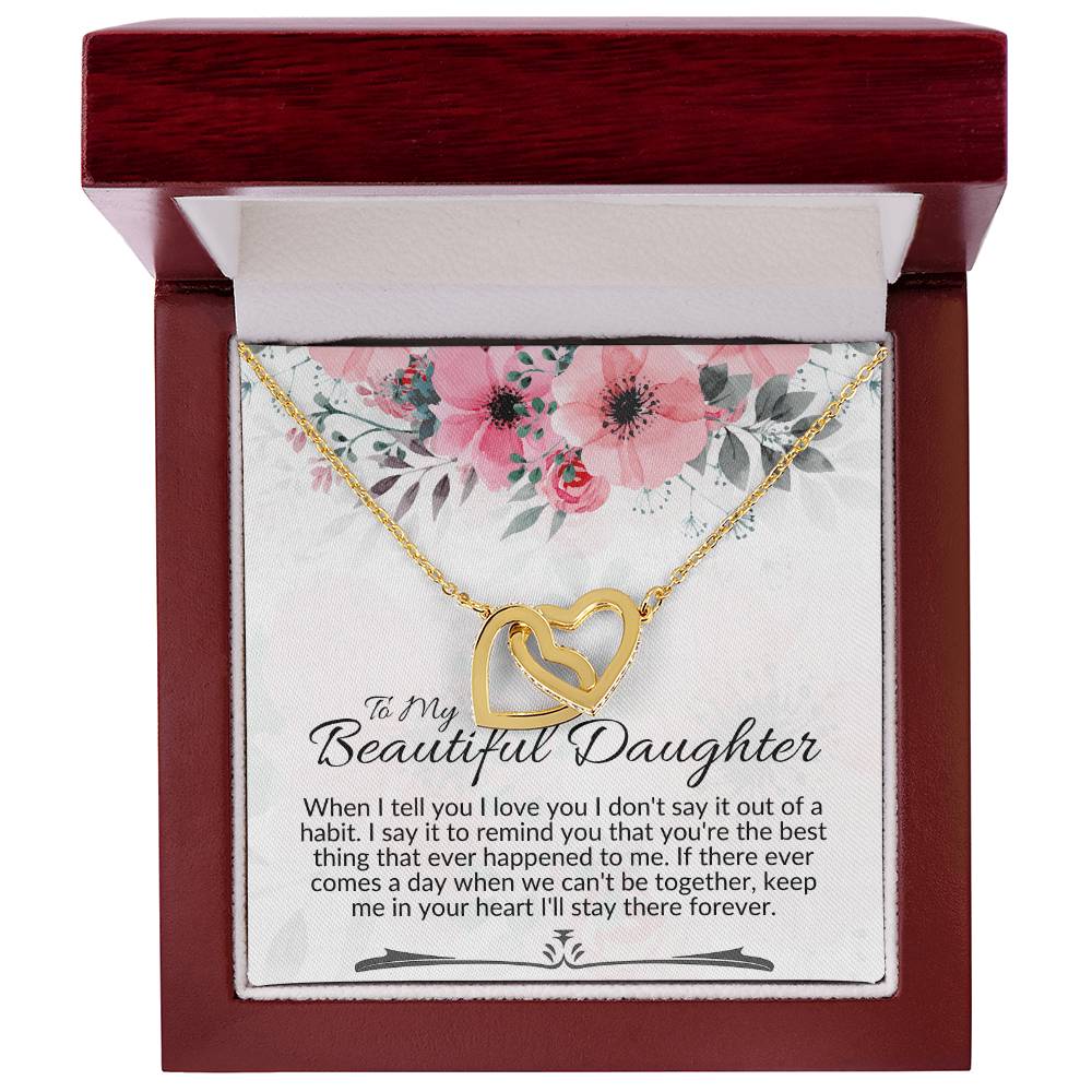 Interlocking Heart Necklace-To My Beautiful Daughter Interlocking Hearts Necklace