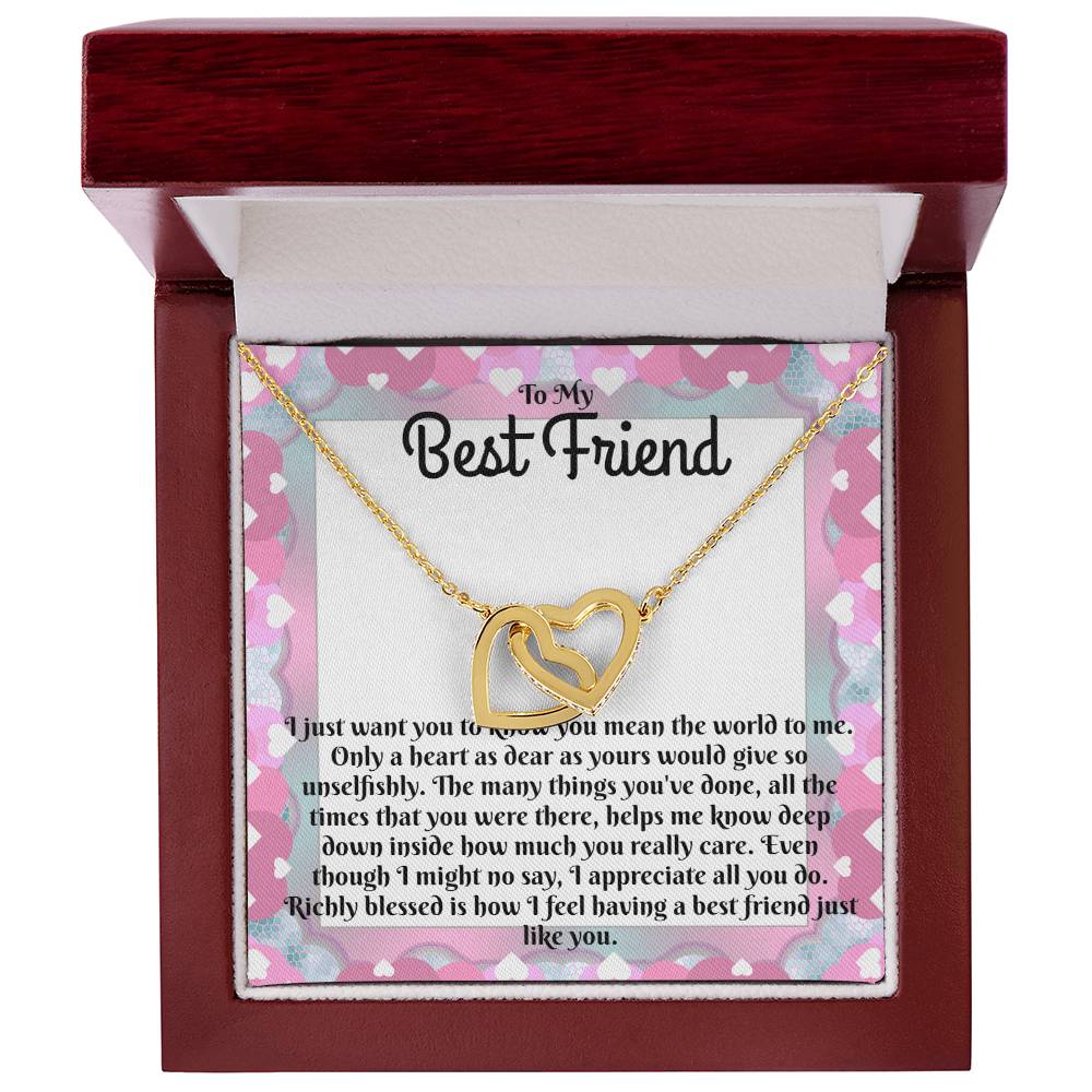To My Best Friend - Sparkling Interlocking Hearts Necklace