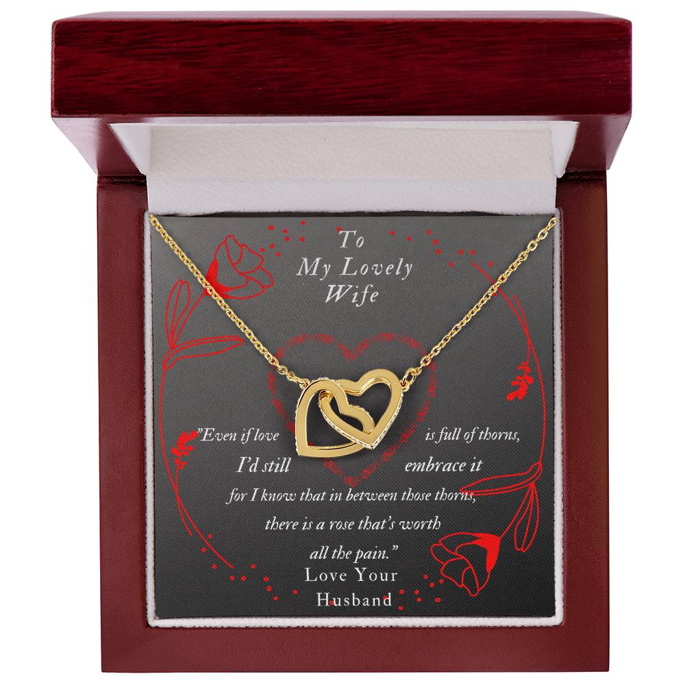 To My Lovely Wife-Two Interlocked Heart Necklace Pendant Interlocking Hearts Necklace