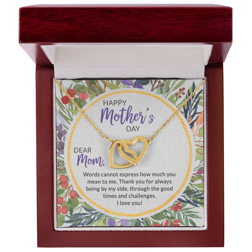Mother'S Day Collection Interlocking Hearts Necklace - Floral Celebration !