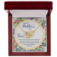 Mother'S Day Collection Interlocking Hearts Necklace - Floral Celebration !