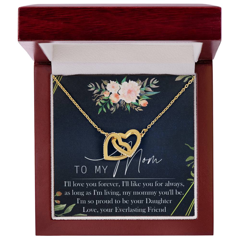 To My Mom Interlocking Hearts Necklace Message Card