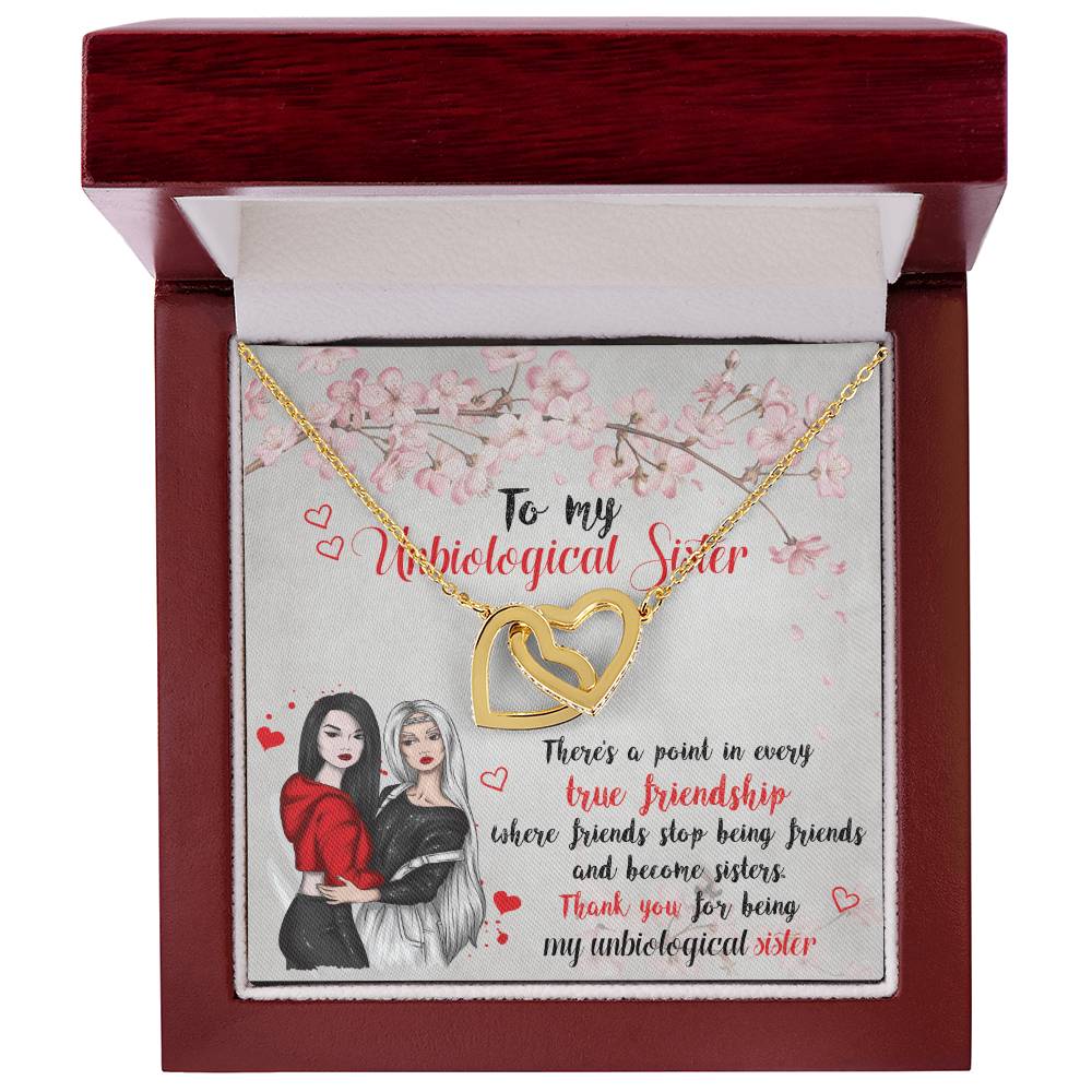 Unbiological Sister Gift-Inter Locking Necklace For Unbiological Sister-Sister Gift Idea-Best Friend Necklace Gift Idea Interlocking Hearts Necklace