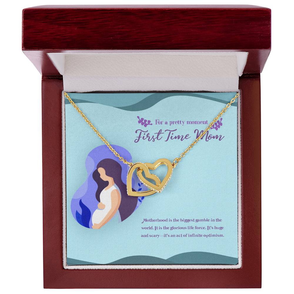 To My Mom The First Time Mommy Mother'S Day Mommy To Be Gift Pregnant Necklace Interlocking Hearts Necklace