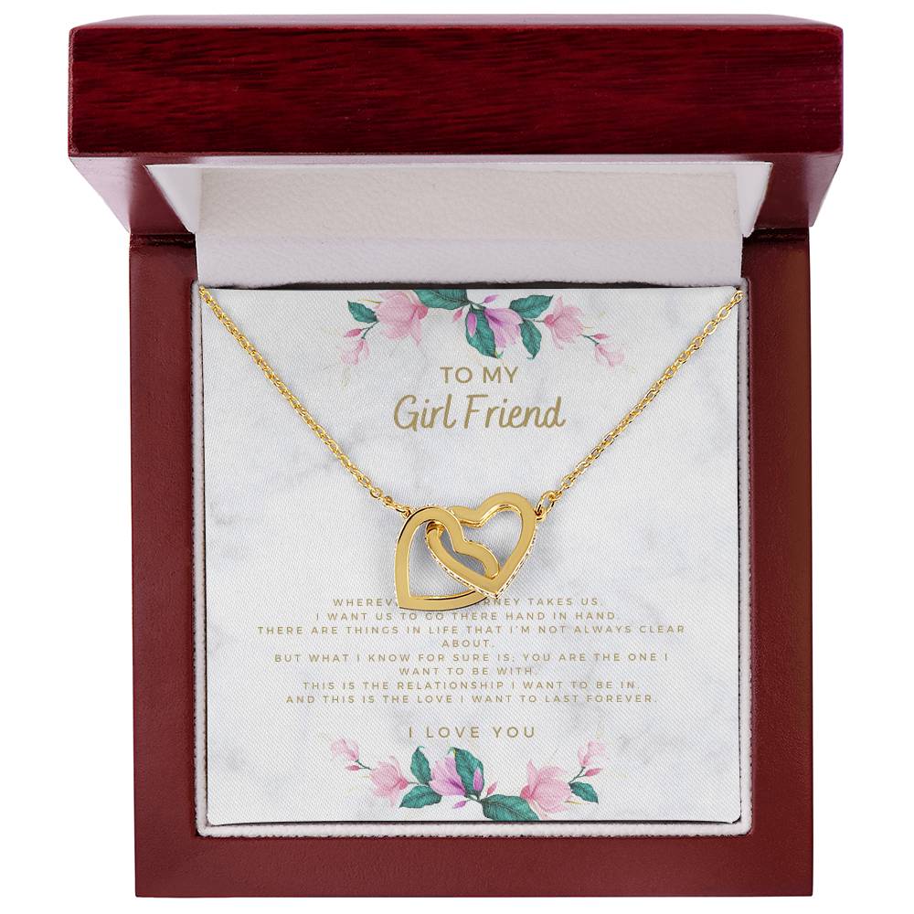 Wherever The Journey Takes Us Necklace Gift For Girlfriend From Boyfriend Interlocking Hearts Necklace