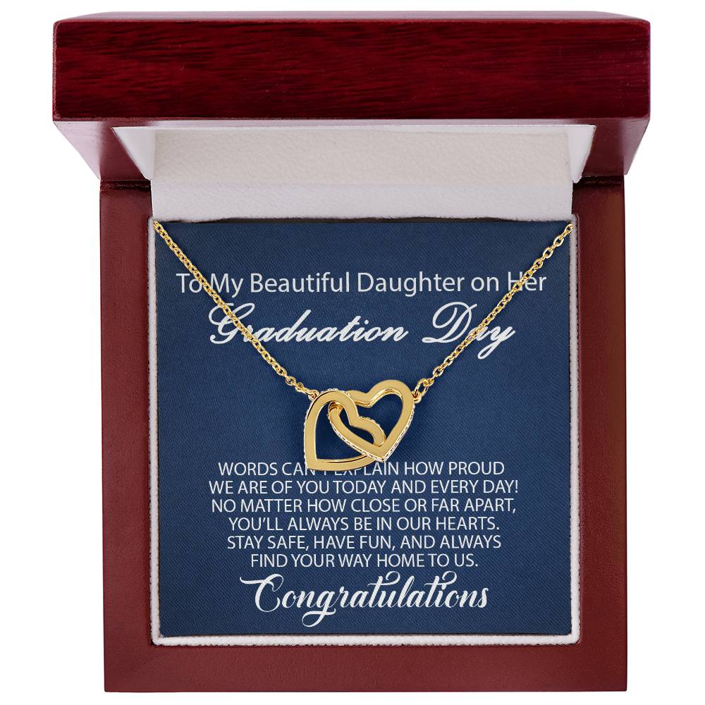 To My Daughter - Graduation Proud Interlocking Hearts Necklace