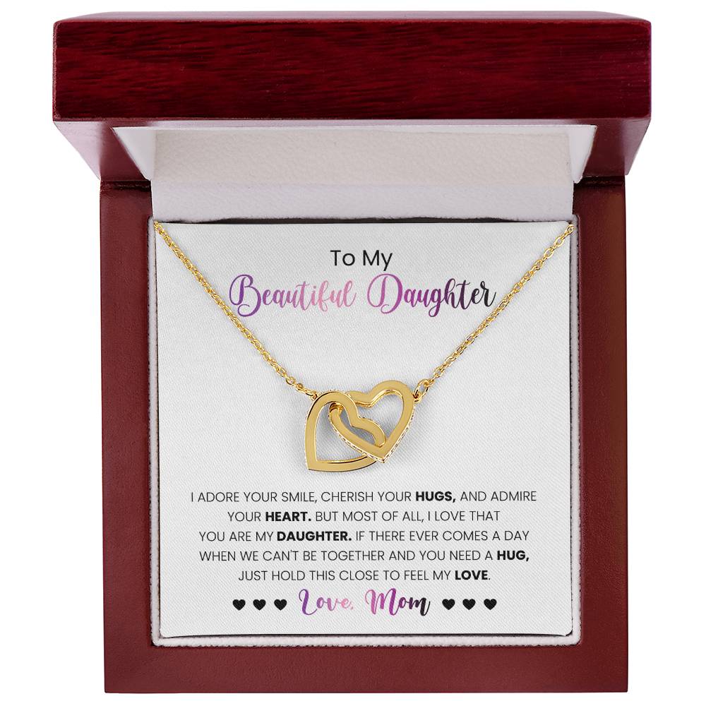 My Daughter - I Adore Your Smile Interlocking Hearts Necklace