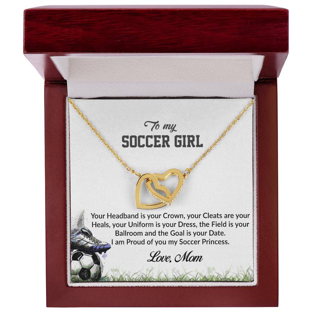 To My Soccer Girl - I Am Proud Of You Interlocking Hearts Necklace