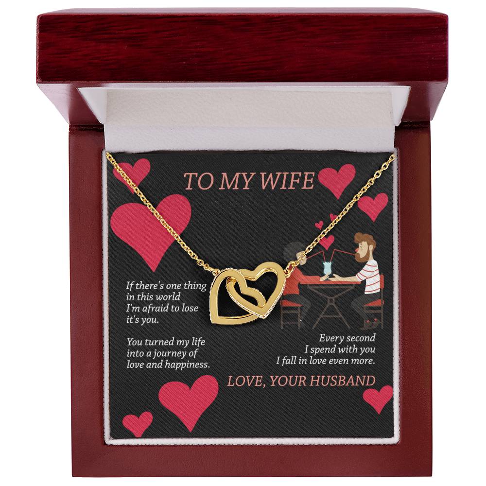 To My Wife - Interlocking Heart Necklace Interlocking Hearts Necklace