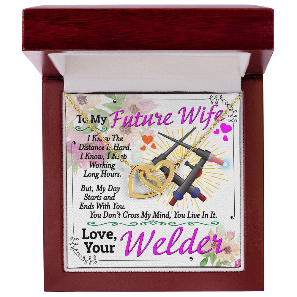 Welder'S Future Wife - Interlocking Heart Necklace Interlocking Hearts Necklace