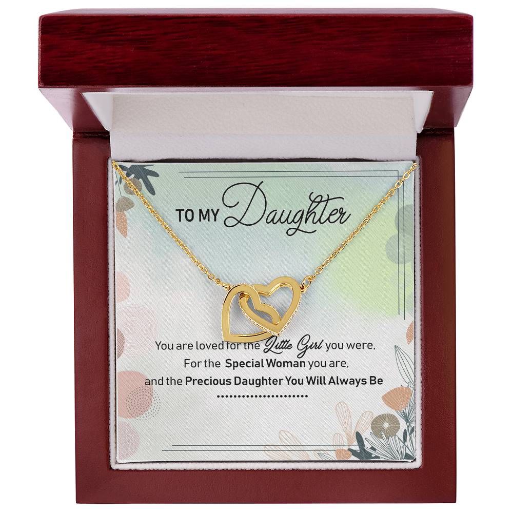 To My Daughter Interlocking Hearts Necklace Birthday Gift Message Card