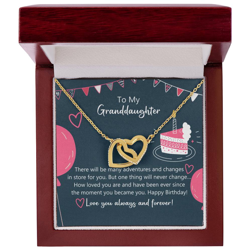To My Granddaughter - How Lovely You Are Happy Birthday Necklace Interlocking Hearts Necklace