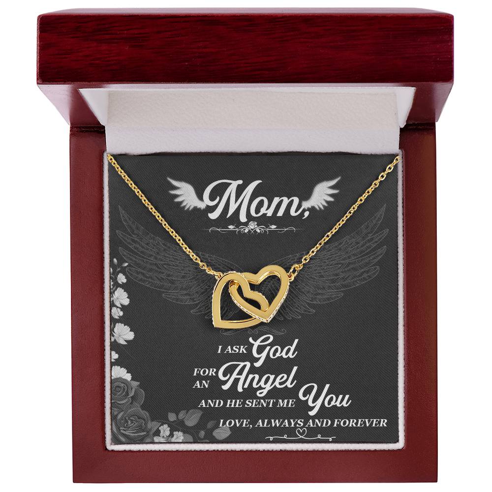 I Asked God For An Angel And He Sent Me You Interlocking Hearts Necklace